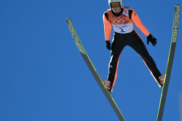 Jewgienij Klimov na nartach w Soczi 2014