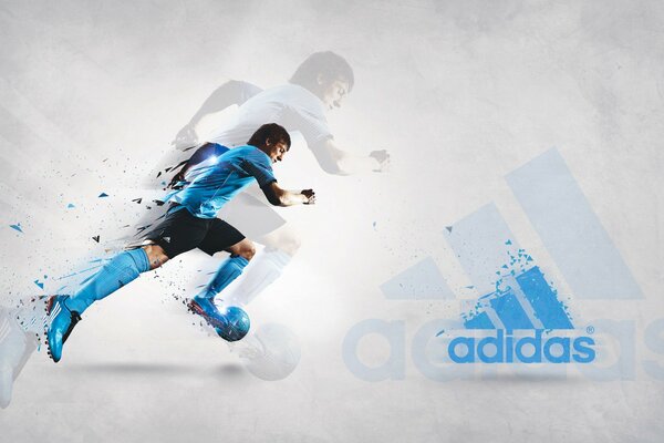 Emblema de Adidas con un jugador de fútbol