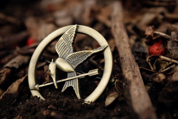 Broche oiseau tombé dans le sol