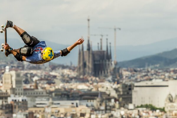 Salto e sport sfondo urbano