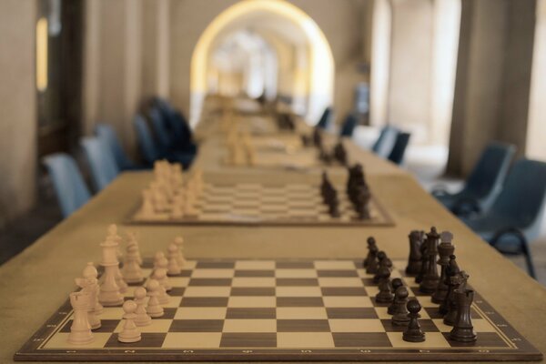 Photo of the chess board in the tournament hall