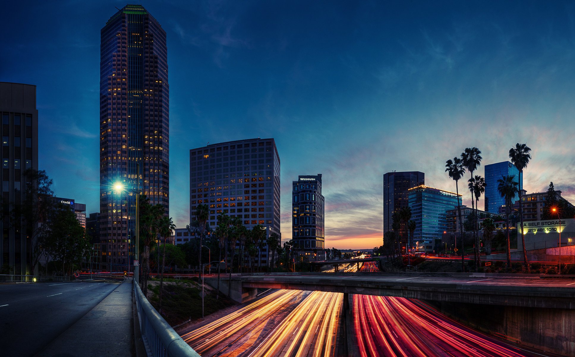 los angeles usa lights road ca the evening night