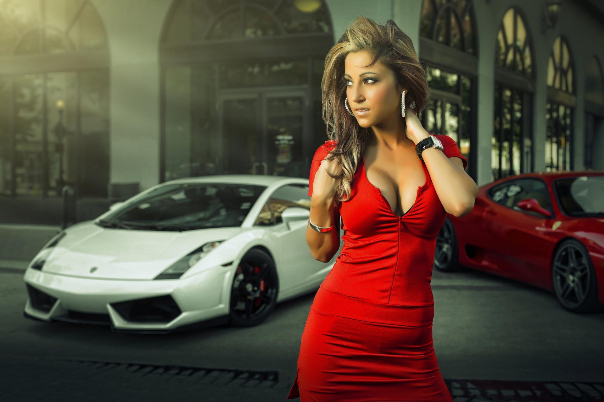 modèle robin grimshaw fille photo joel chan lamborghini gallardo blanc ferrari rouge