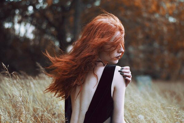 A wave of red-haired beauty s hair