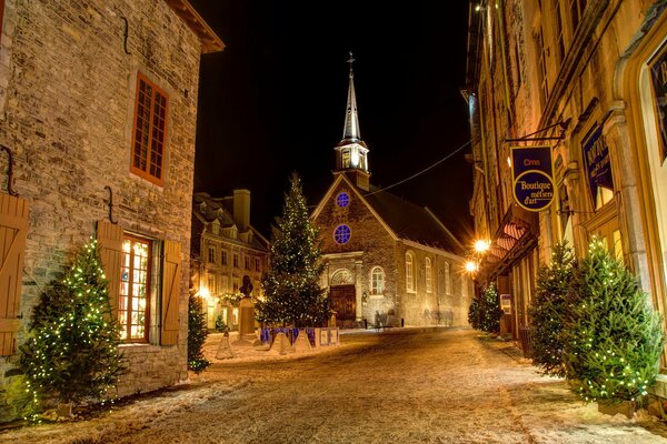 The street of the old town at Christmas