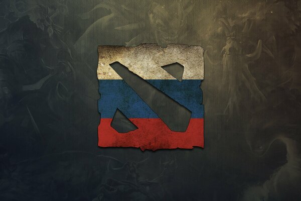 Logo Dota 2 w widoku rosyjskiej flagi