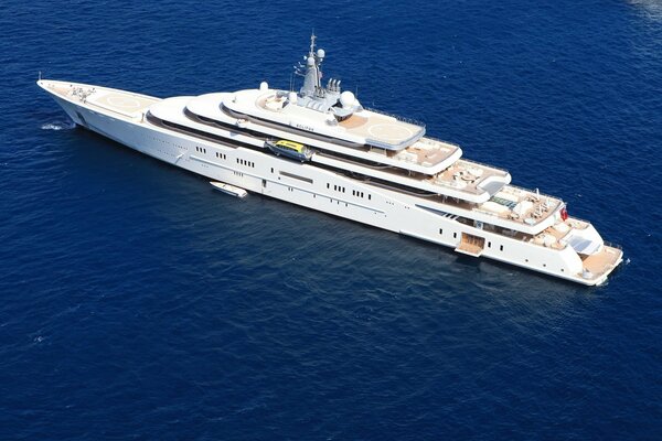 A magnificent white yacht in the sea