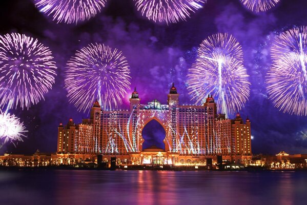 Night fireworks in Dubai