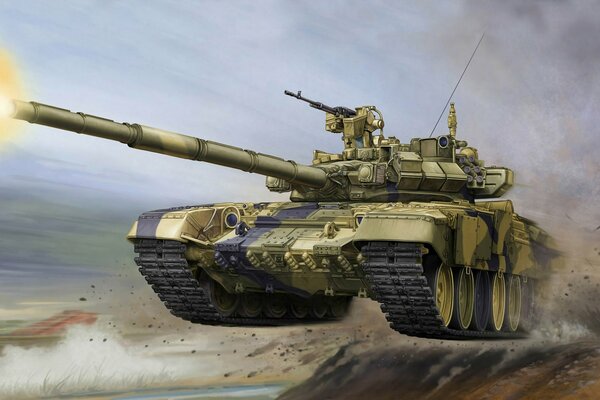 Der Kampfpanzer t-90 kommt zum Angriff