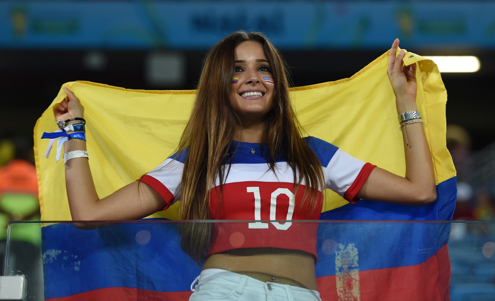 chica colombia bandera animadora