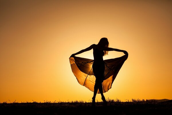 Schöne Silhouette bei Sonnenuntergang