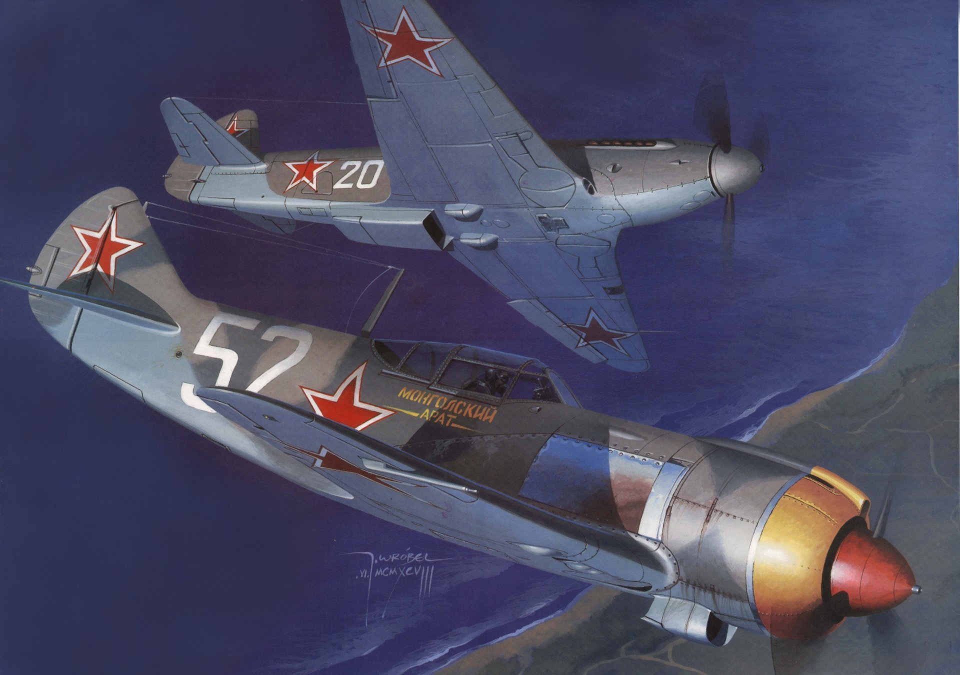 la-5fn soviético yak-9p cazas arte monomotor