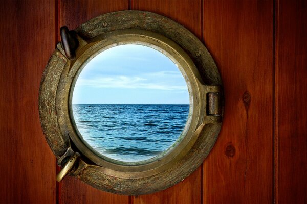 Beautiful view of the sea from the porthole