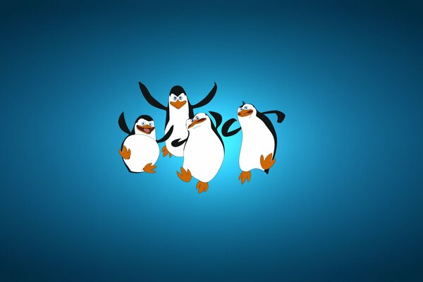 Penguins from Madagascar fly into the blue abyss