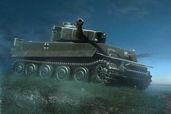 German heavy tank tiger at night