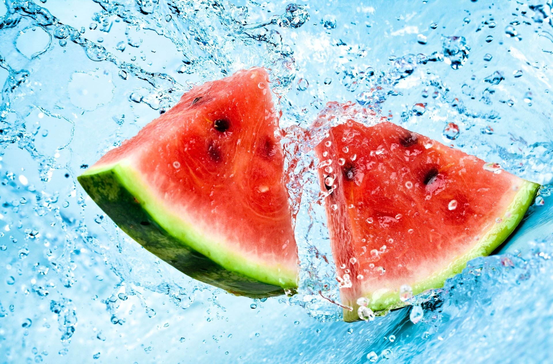 watermelon food bubbles slices water background wallpaper