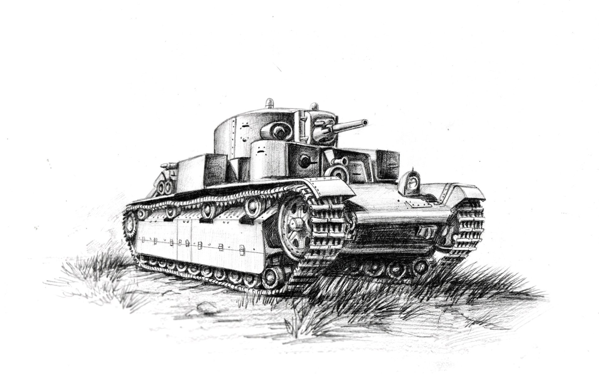 t-28 soviétique art crayon moyen réservoir