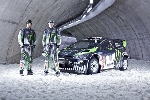 Rallye-Fahrer Alex Gelsomino und Ken Block