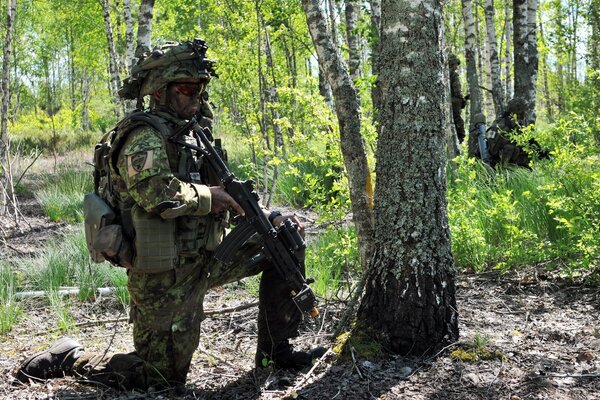 Soldado Estonio de las fuerzas armadas de Estonia