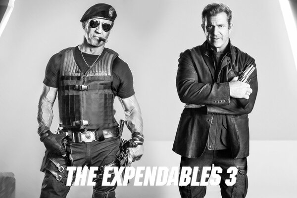 Actores Mel Gibson y Sylvester Stallone de the Expendables 3