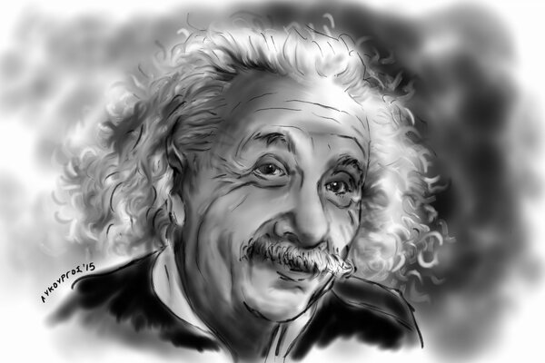 Albert Einstein s drawing in black and white