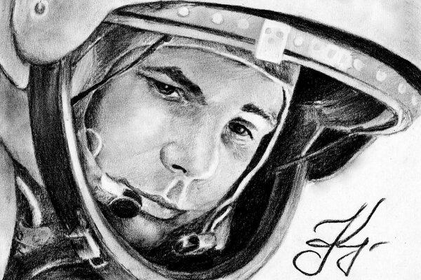 Bild des Astronauten Yuri Gagarin im Raumanzug