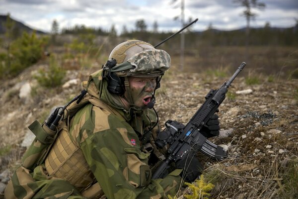 Norwegian Army soldier in battle