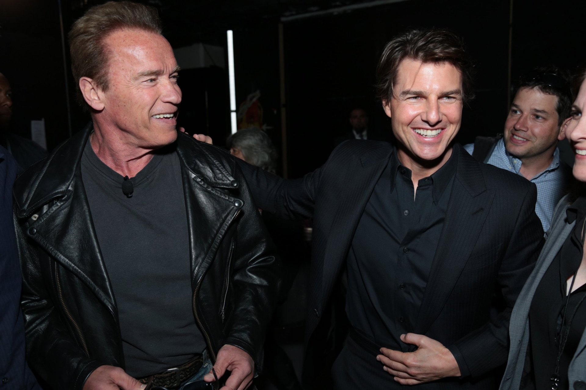 arnold schwarzenegger tom cruise actors celebrity photo happiness smile