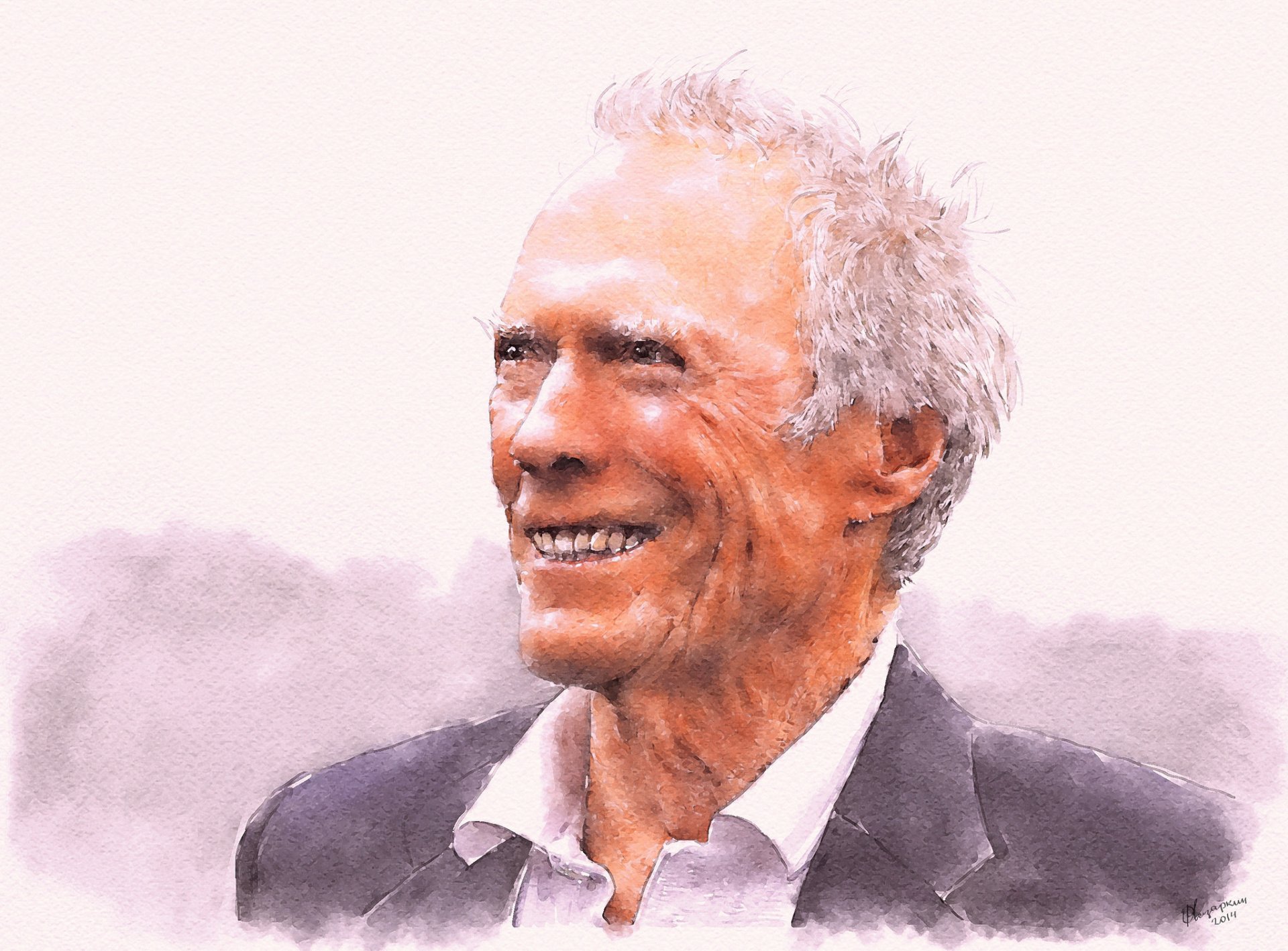 clint eastwood face smile background