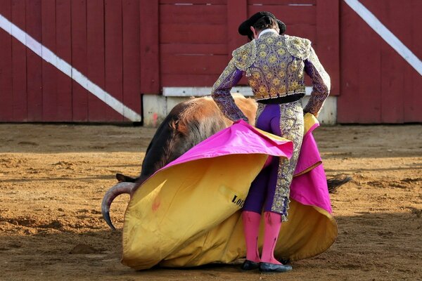 Matador et Taureau sur le couloir espagnol