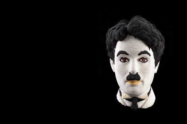 Sculpture of comedian Charlie Chaplin from matches