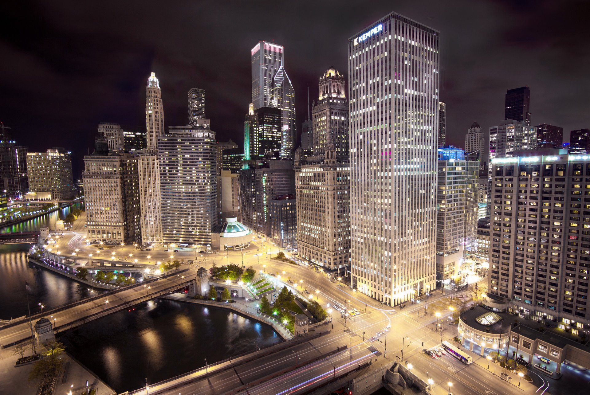 chicago photographer wolkenkratzer abend lichter