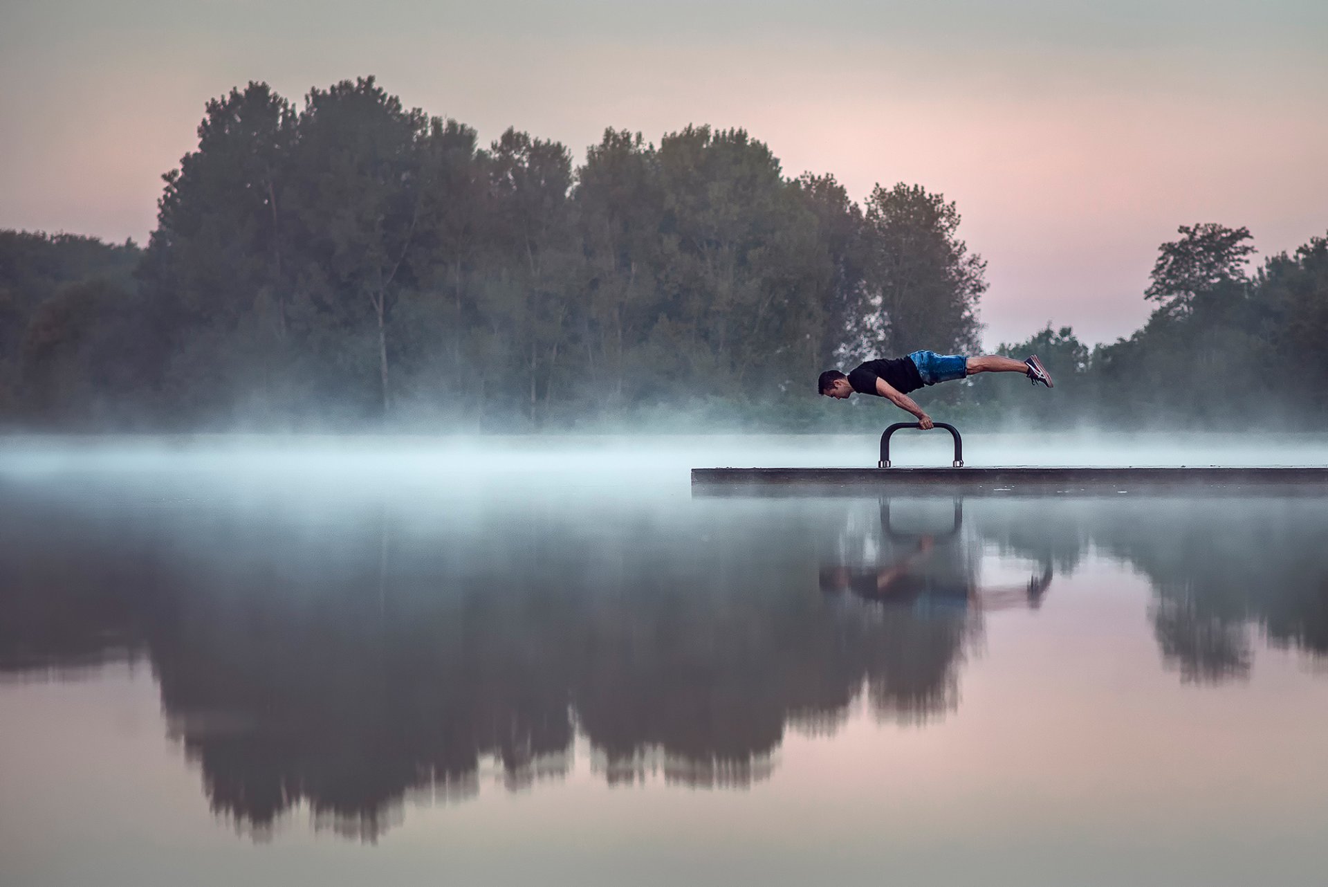 morning lake gymnast