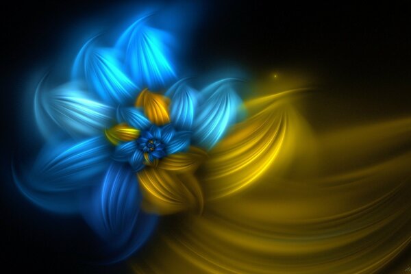 Kosmische Blume der Farbe gelb-blau