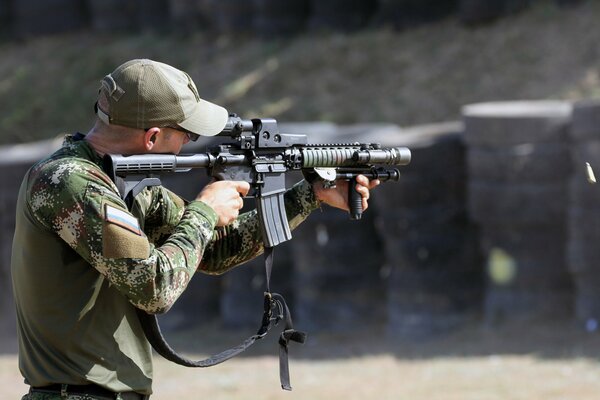 Soldier of the National training center with weapons