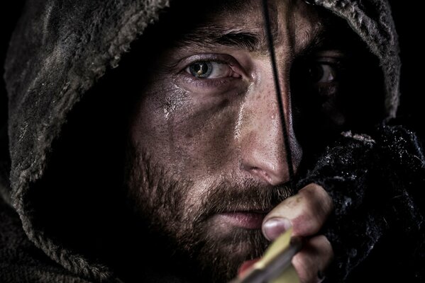 Close-up portrait of an archer