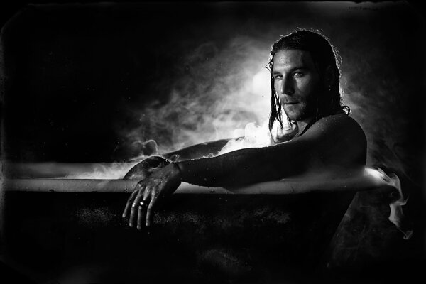 Photo in the bathtub of Zach McGowan