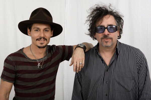 Johnny Depp poses with Tim Burton