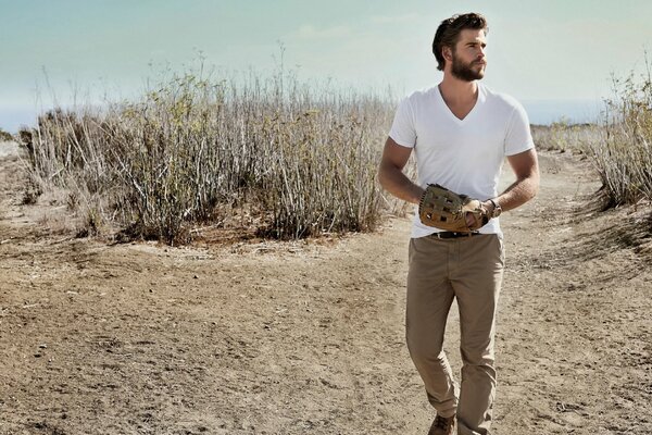 Liam Hemsworth on the background of nature