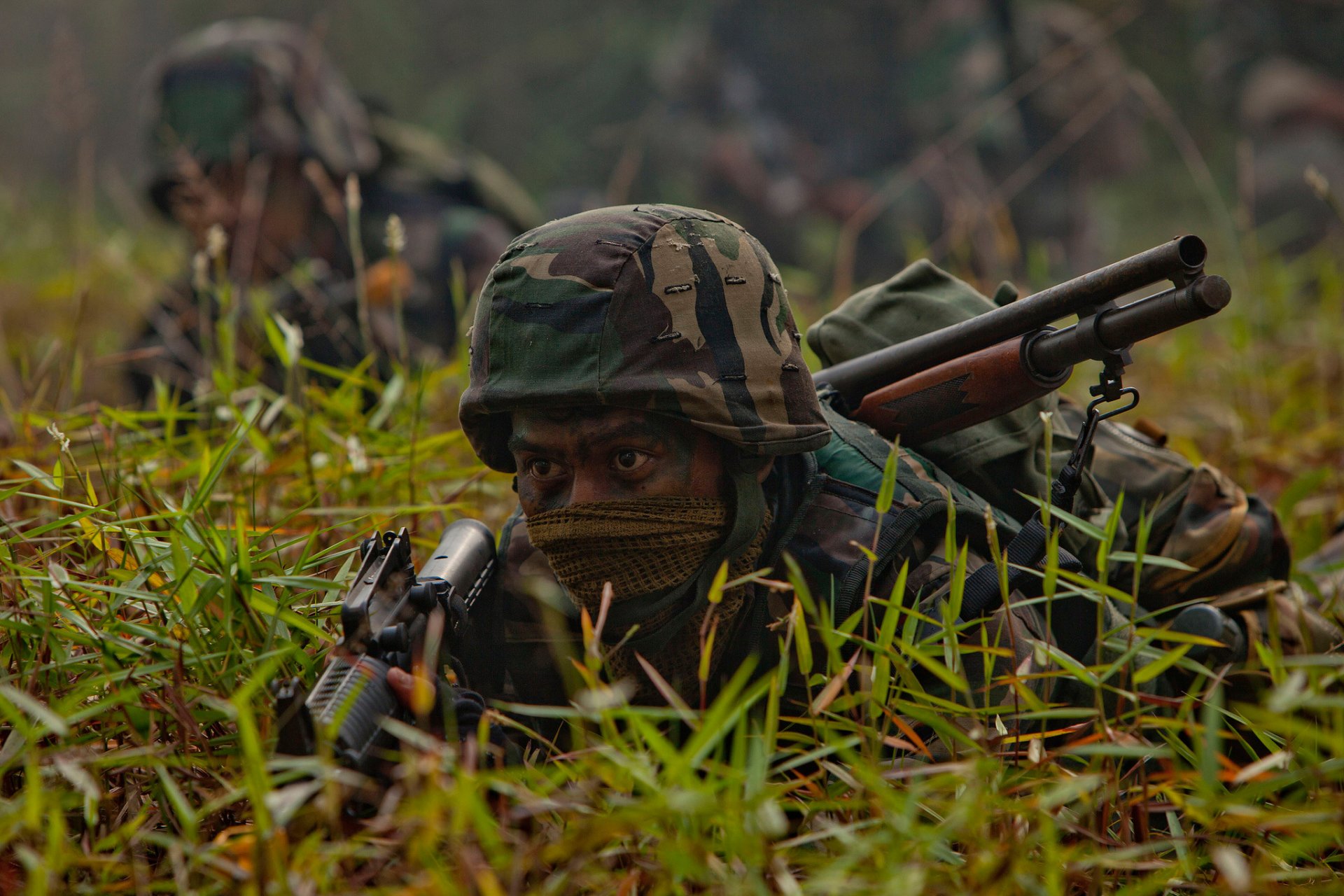 soldado vista armas hierba