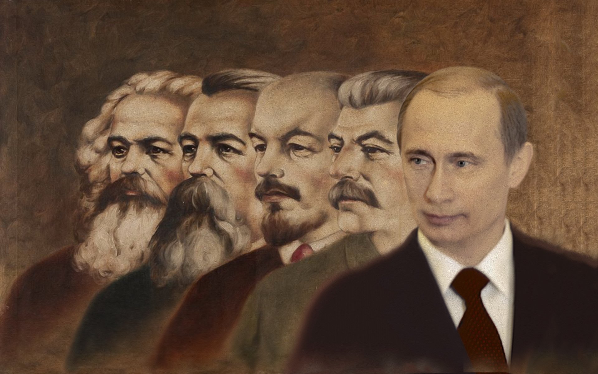 karl marx friedrich engels wladimir iljitsch lenin joseph stalin wladimir putin malerei