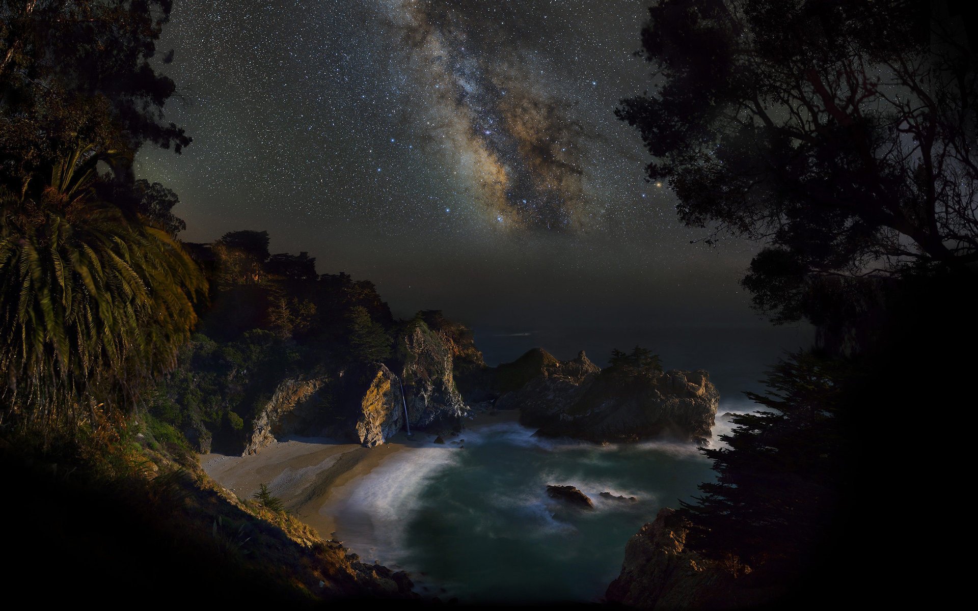 étoiles mer plage côte nuit californie