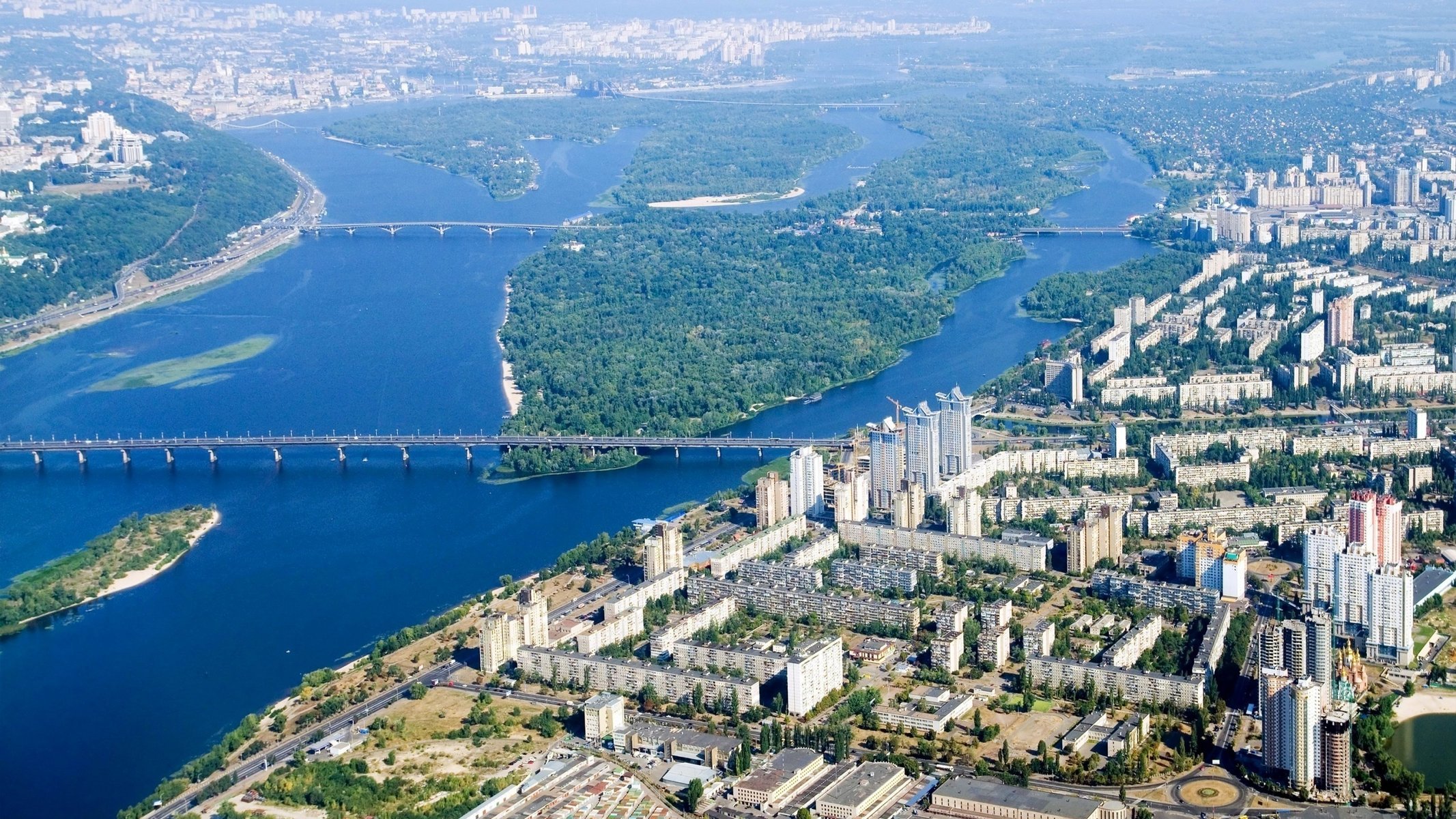 kiew dnjepr stadt brücken uferpromenade