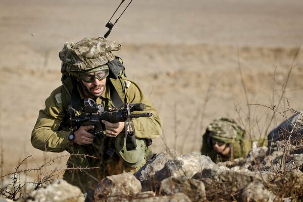 An Israeli soldier with a gun