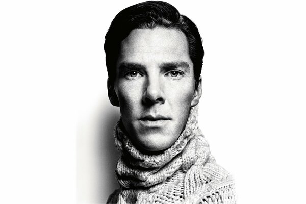 Ein Schwarz-Weiß-Foto von Benedict Cumberbatch