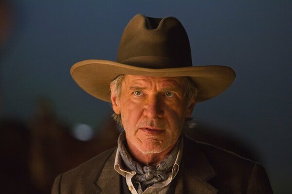 Portrait of Harrison Ford in a cowboy hat