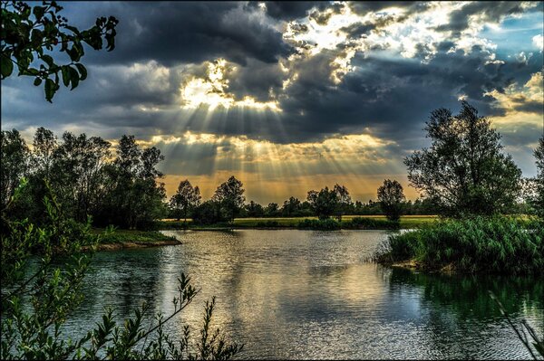 Lago en el sol de verano