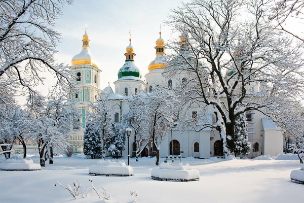 Kiev Cathedral in winter as a symbol of purity