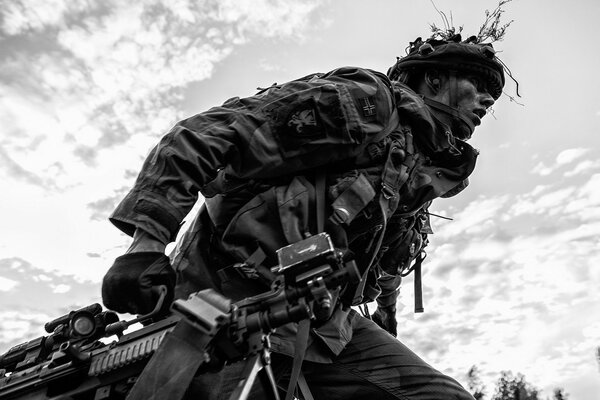 Norwegian Army soldier with a gun in his hands