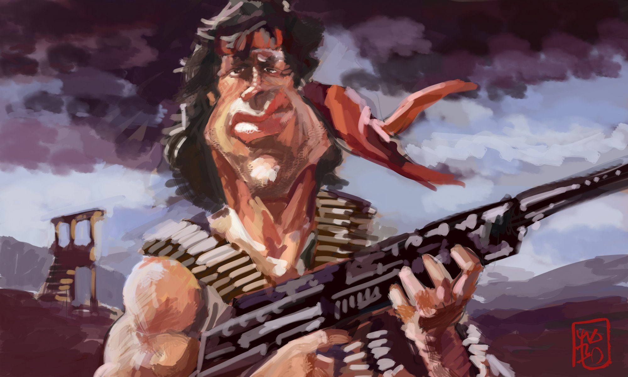 sylvester stallone rambo dibujos animados dibujo